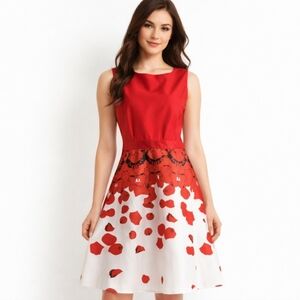 ⭐️Host Pick Freestyle | White Red Petal Skater Dress